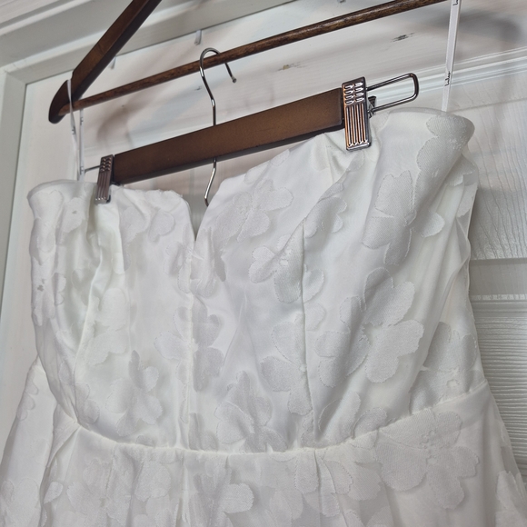 Lulu's White Strapless Floral Sweetheart Mini Dress Size Xl - Picture 4 of 12